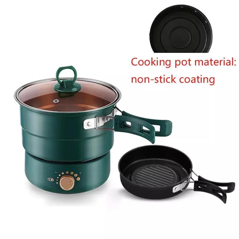 110V/220V Electric Split Cooking Pot Foldable Multicooker Frying Pan Hotpot Steamer Rice Cooker Soup Maker Water Boiler Travel