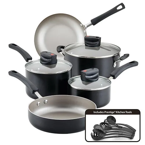 14pc Smart Control Nonstick Cookware Set Black