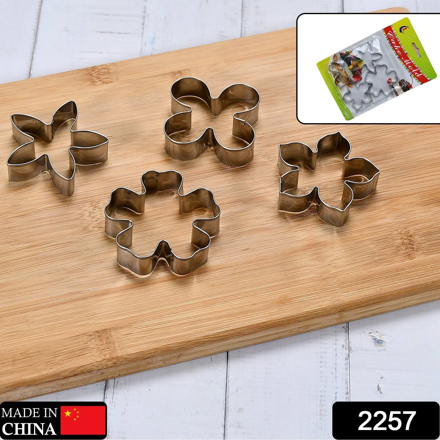 2257 Stainless Steel 4 Different Shape Cookie Cutter /  Cake Mold