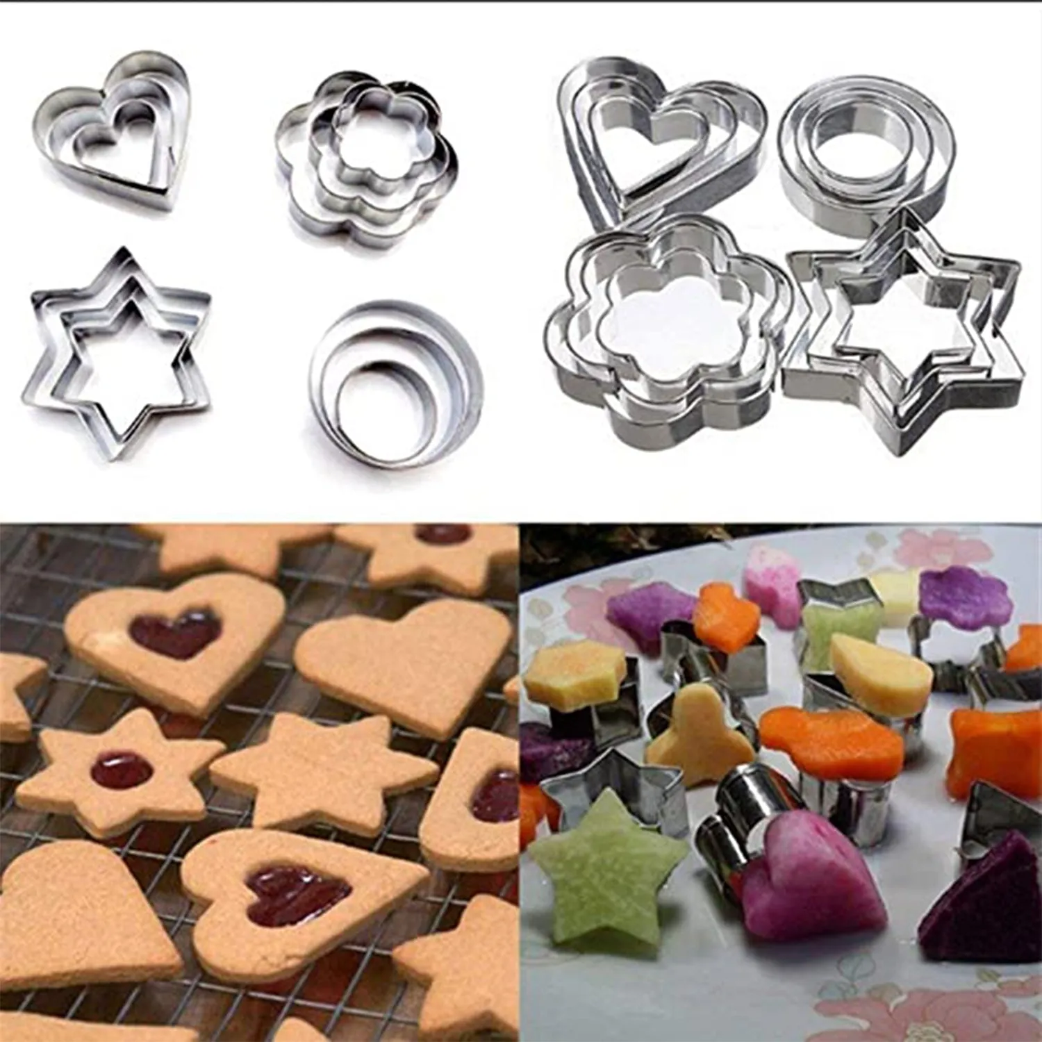 2257 Stainless Steel 4 Different Shape Cookie Cutter /  Cake Mold