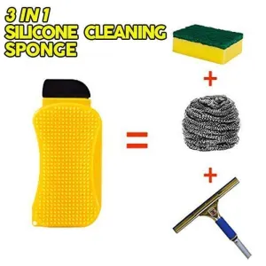 3 in 1 Silicone Sponge Cleaning Brush