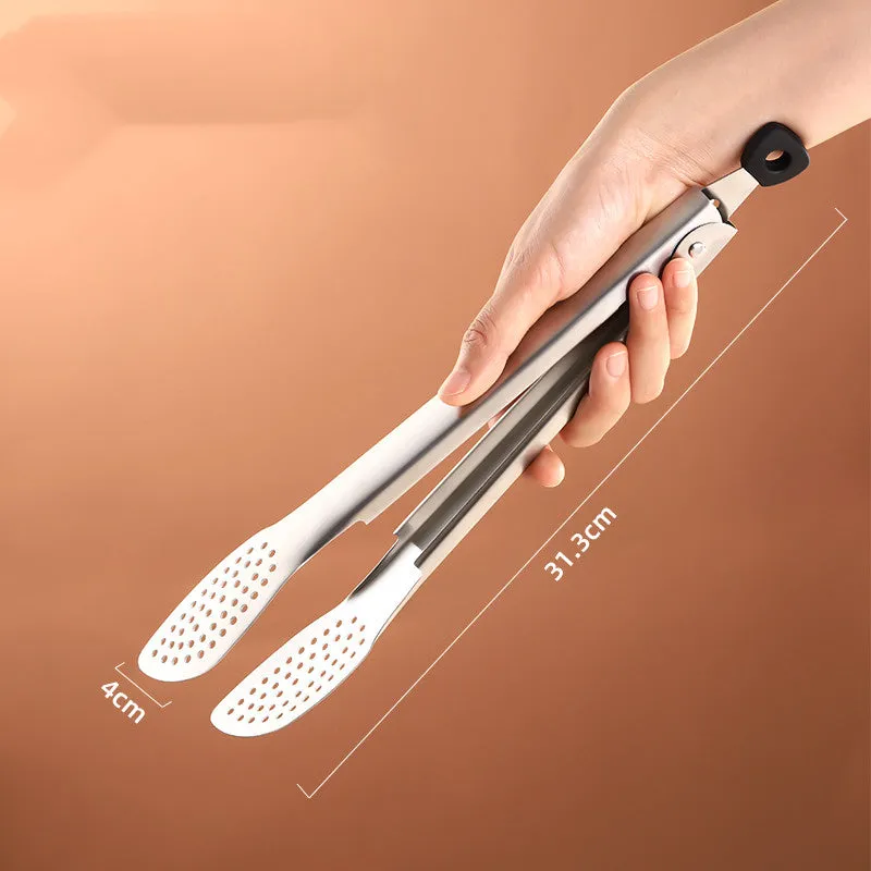 304 Stainless Steel Food Tongs Steak Barbecue Barbecue Bread Cake Food Tongs Silicone Tongs