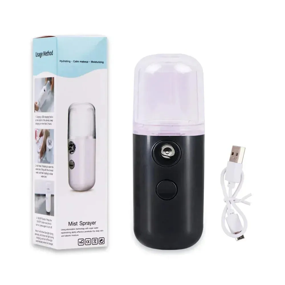 30ML Mini Facial Steamer Nano Mister Facial Sprayer USB Nebulizer Humidifier Moi