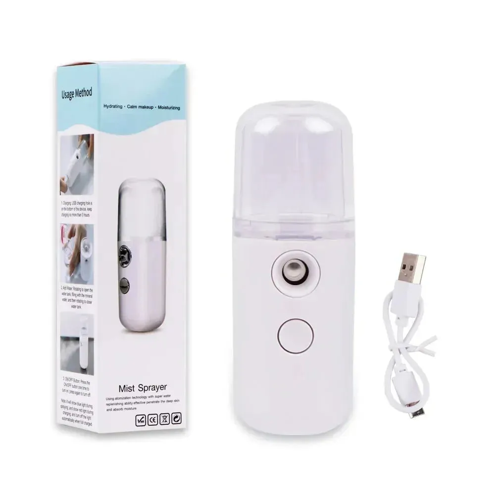 30ML Mini Facial Steamer Nano Mister Facial Sprayer USB Nebulizer Humidifier Moi