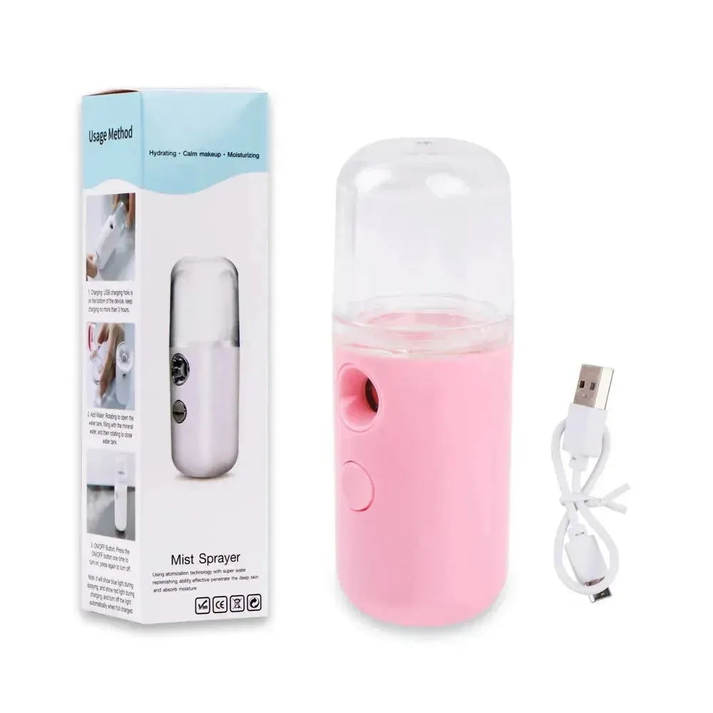 30ML Mini Facial Steamer Nano Mister Facial Sprayer USB Nebulizer Humidifier Moi