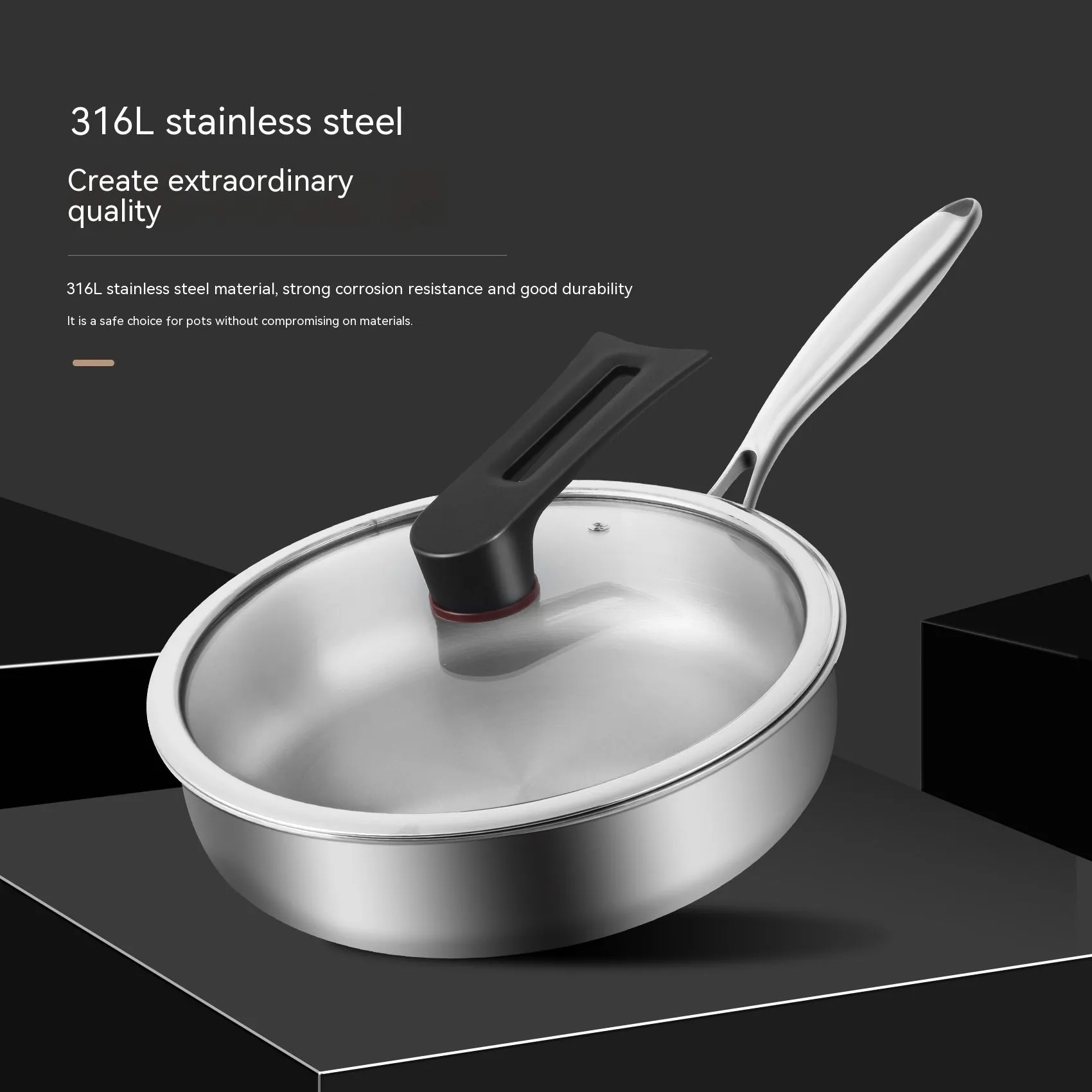 316L Stainless Steel Frying Uncoated Household Pan