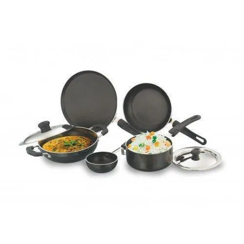 7 pcs Nonstick Gift Set (Dosa Tawa, Fry Pan, Kadai with Lid, Saucepan with Lid and Tadka Pan) with 2.6mm thickness