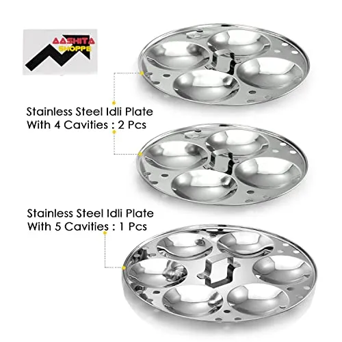 Aashita Shoppe Stainless Steel Idli Cooker/Idli Maker Makes 13 Idlis At Once Comes With 3 Plates.Gas Stove & Induction Compatible