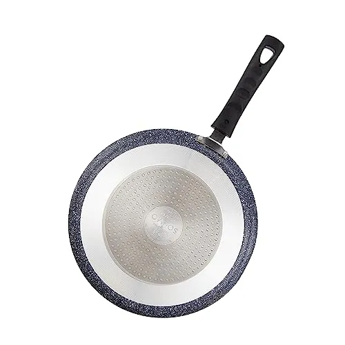 Amazon Brand - Solimo Aluminium Non-Stick Dosa Tawa | Granite Finish | Induction Base | Pfoa Free | High Temperature Resistant Exterior Coating | 25 Cm | Grey