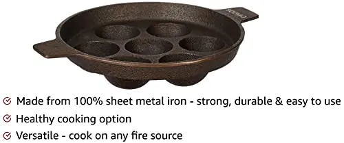 Amazon Brand - Solimo Pre-Seasoned Cast Iron Paniyarkal 7 Hole