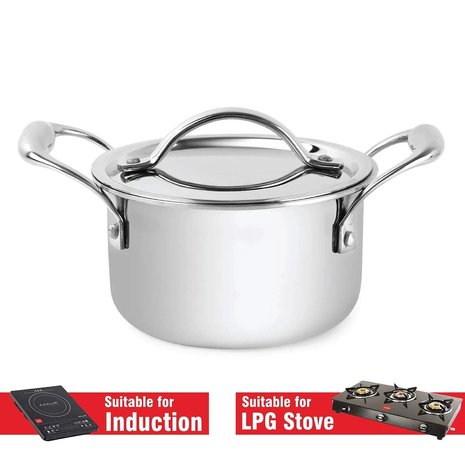 Armour Tri-Ply Induction Base Casserole with Lid