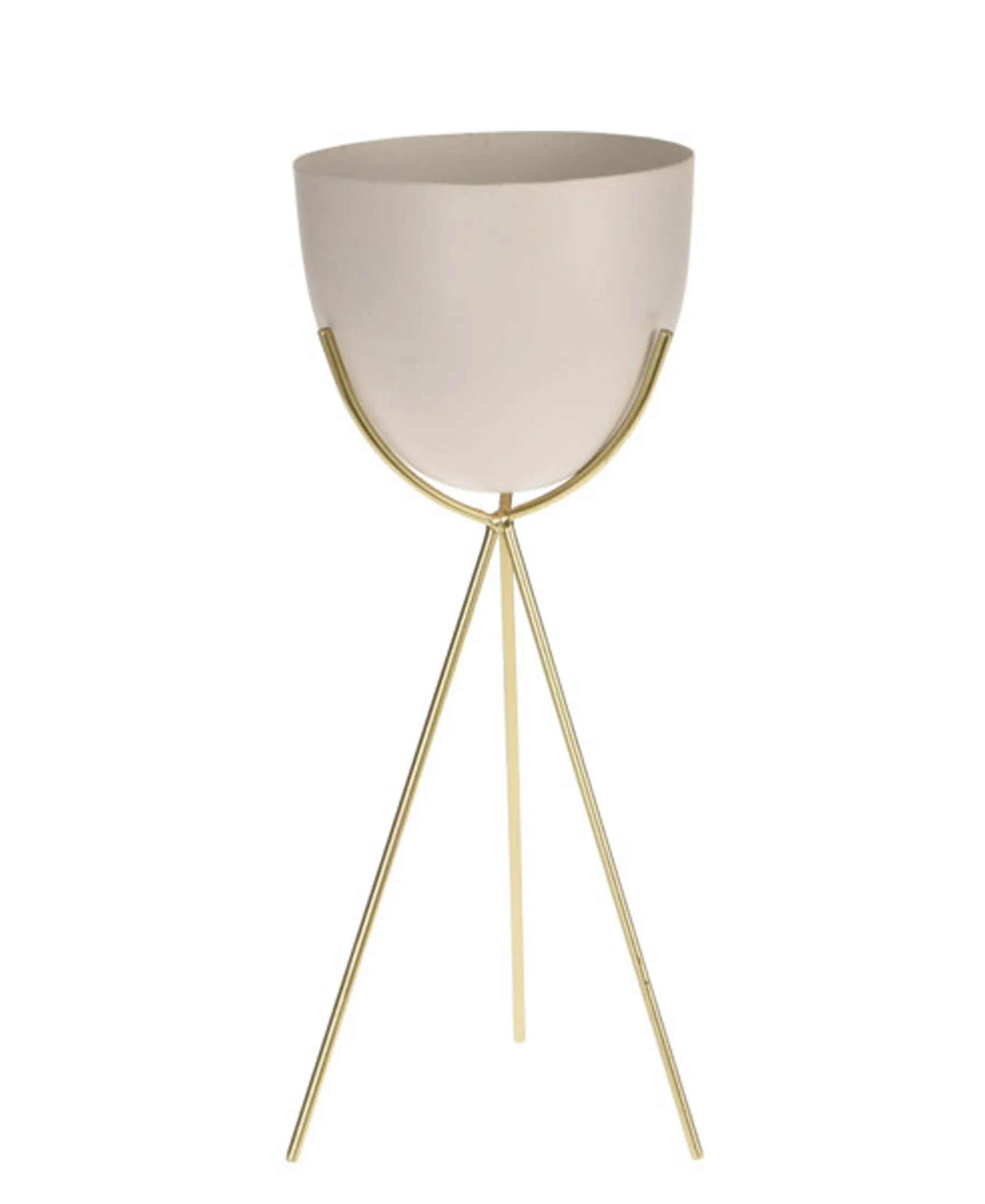 Bonela Flower Pot On Metal Stand - Cream & Gold