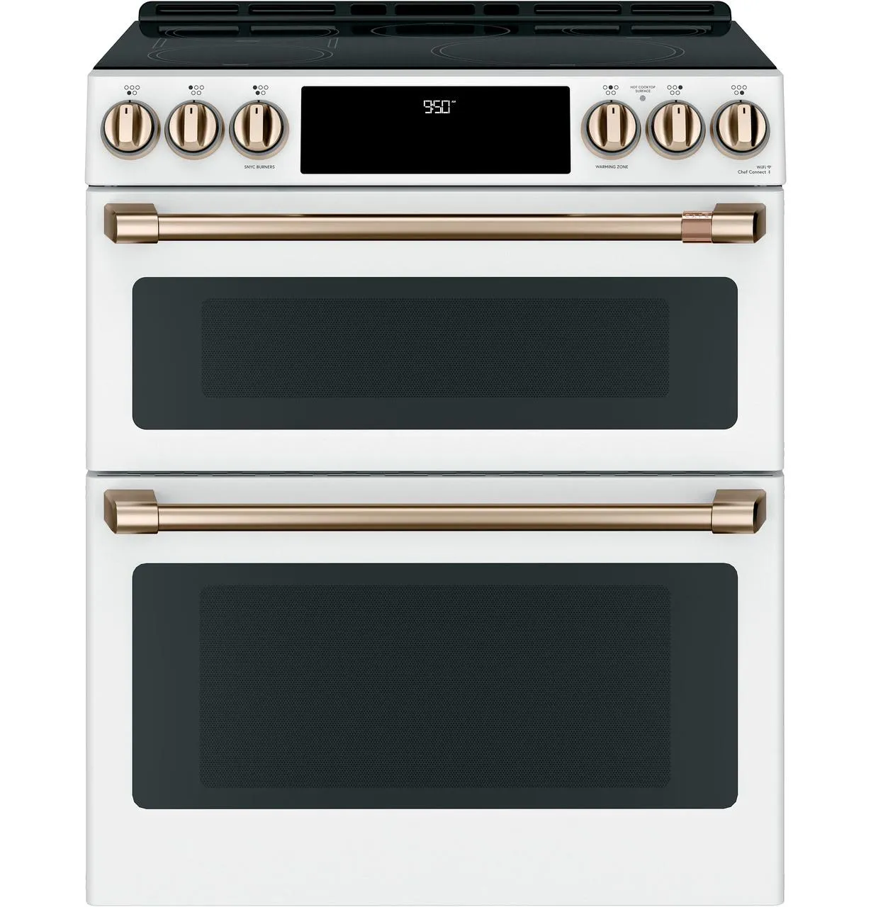 Cafe CHS950P4MW2 Caf(eback)™ 30" Smart Slide-In, Front-Control, Induction and Convection Double-Oven Range