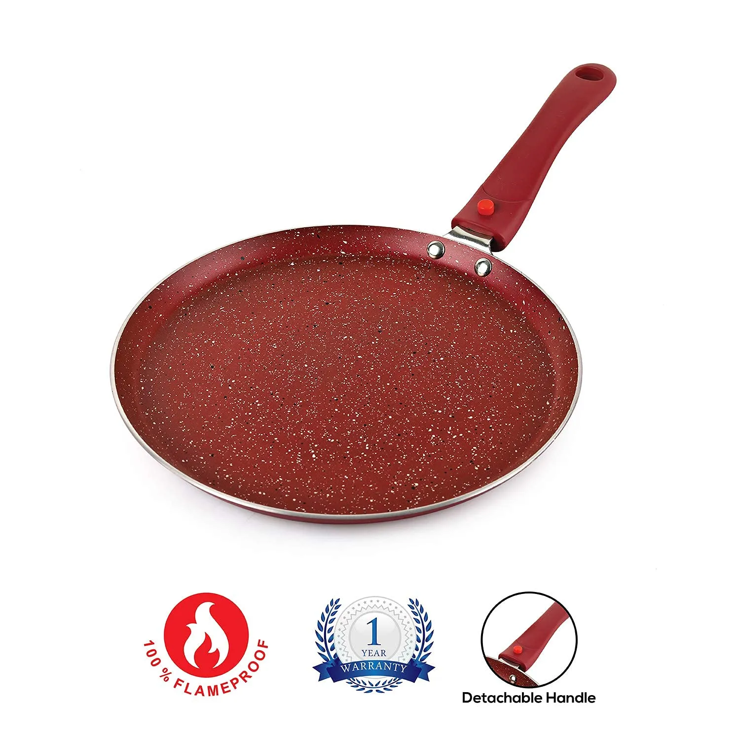 Cookwell Induction Base Granite Dosa Tawa with Detachable Handle