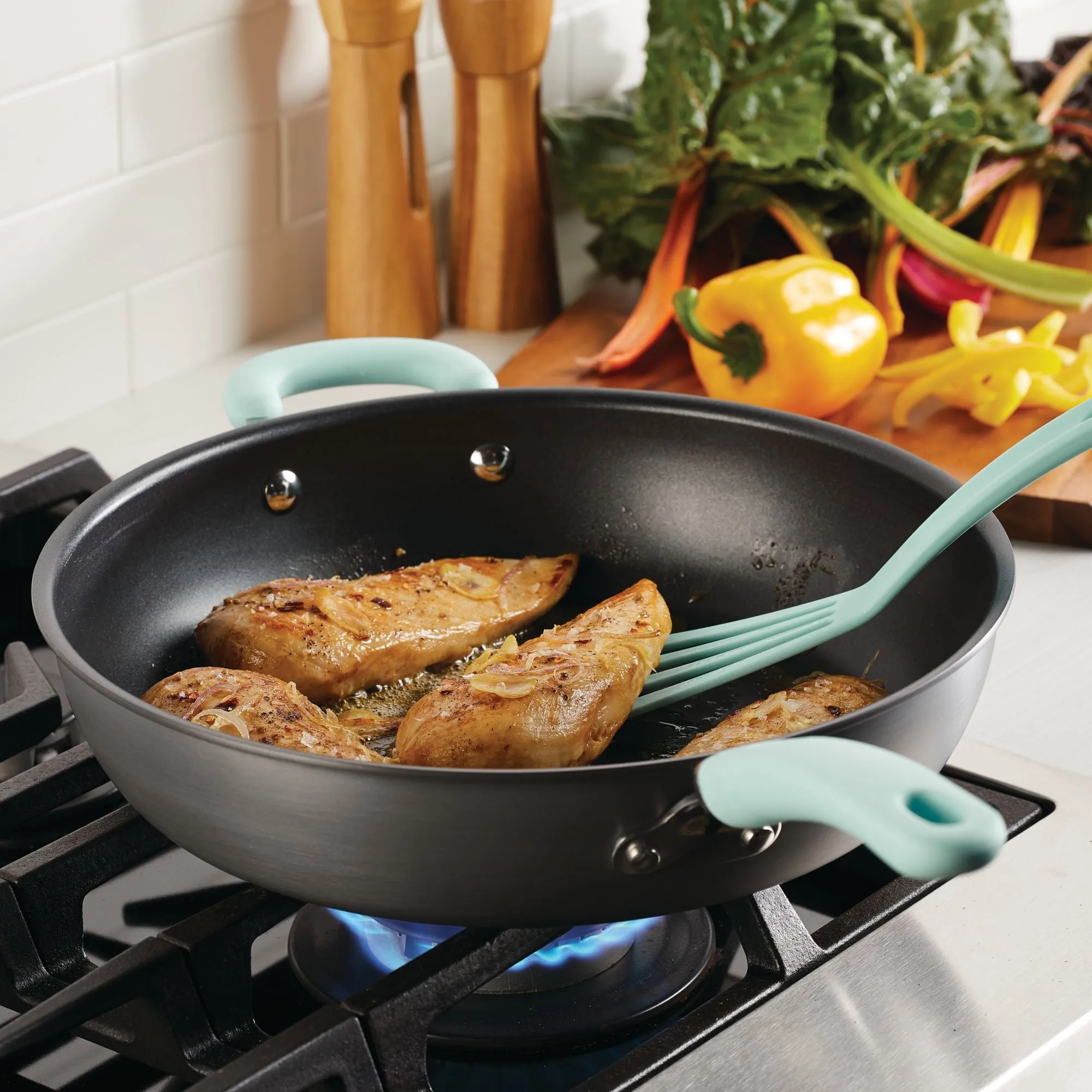 Create Delicious 12.5-Inch Hard Anodized Nonstick Induction Deep Frying Pan with Helper Handle