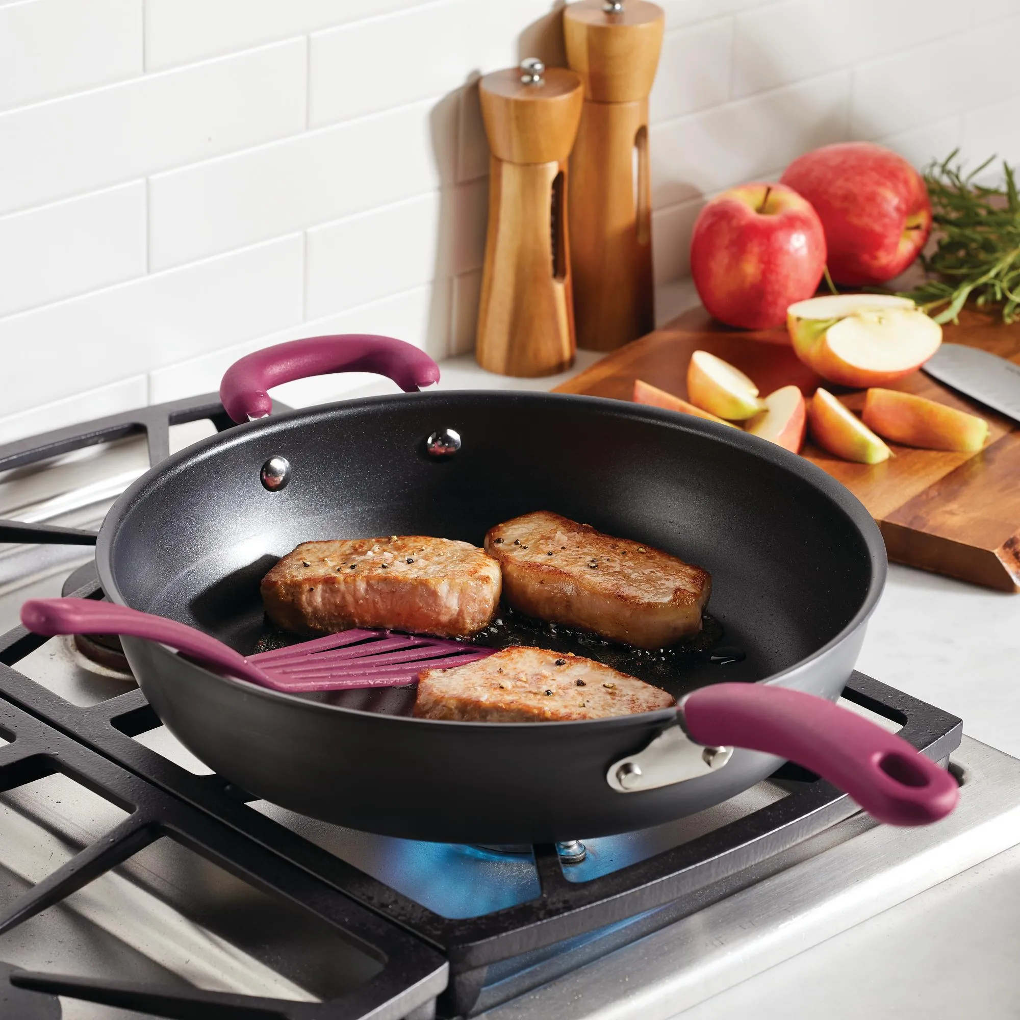 Create Delicious 12.5-Inch Hard Anodized Nonstick Induction Deep Frying Pan with Helper Handle