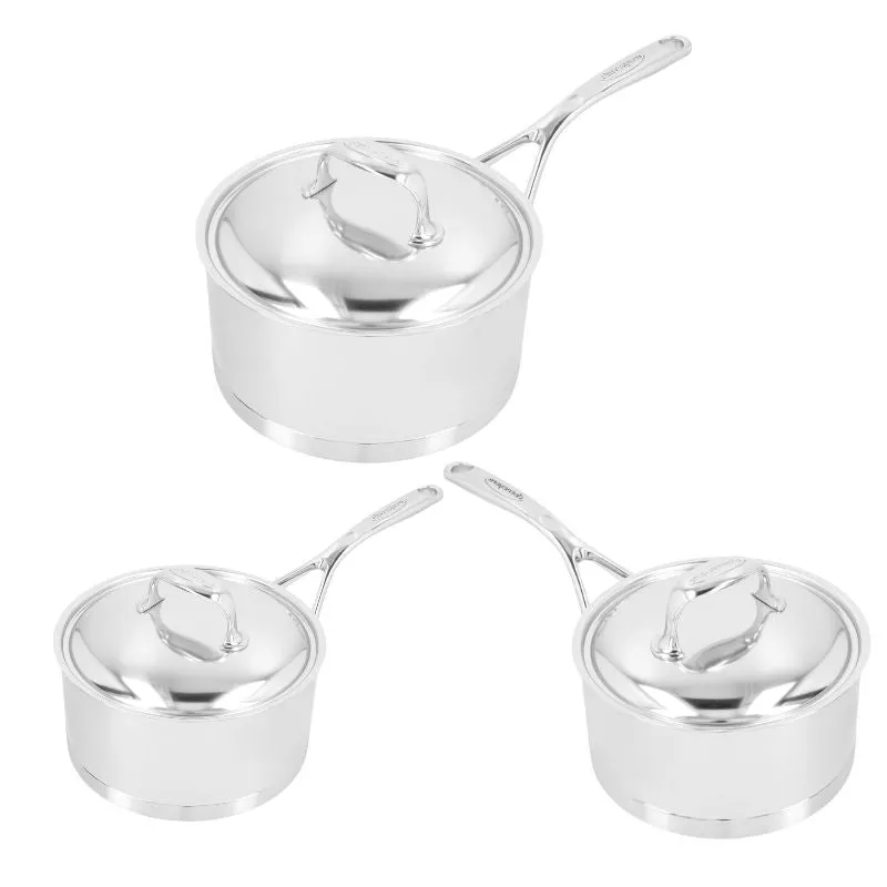 Demeyere Atlantis Saucepan with Lid Set of 3 (16, 18, 20cm) Stainless Steel