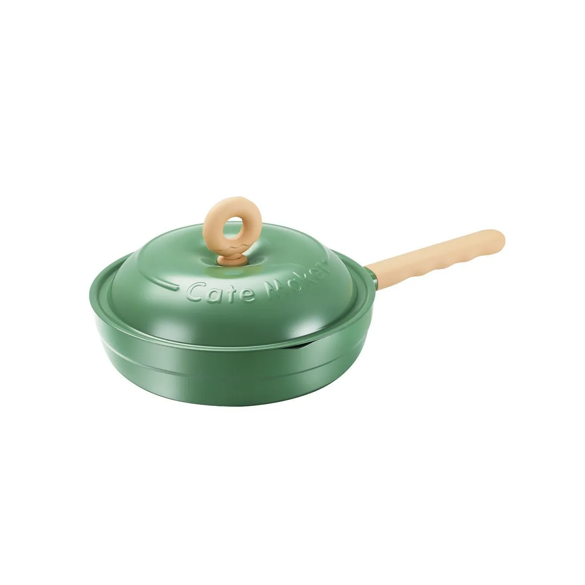 Donut Lightweight 28cm Green Non-stick Enamel-coated Frying Pan - A Dash of Girlish Delight