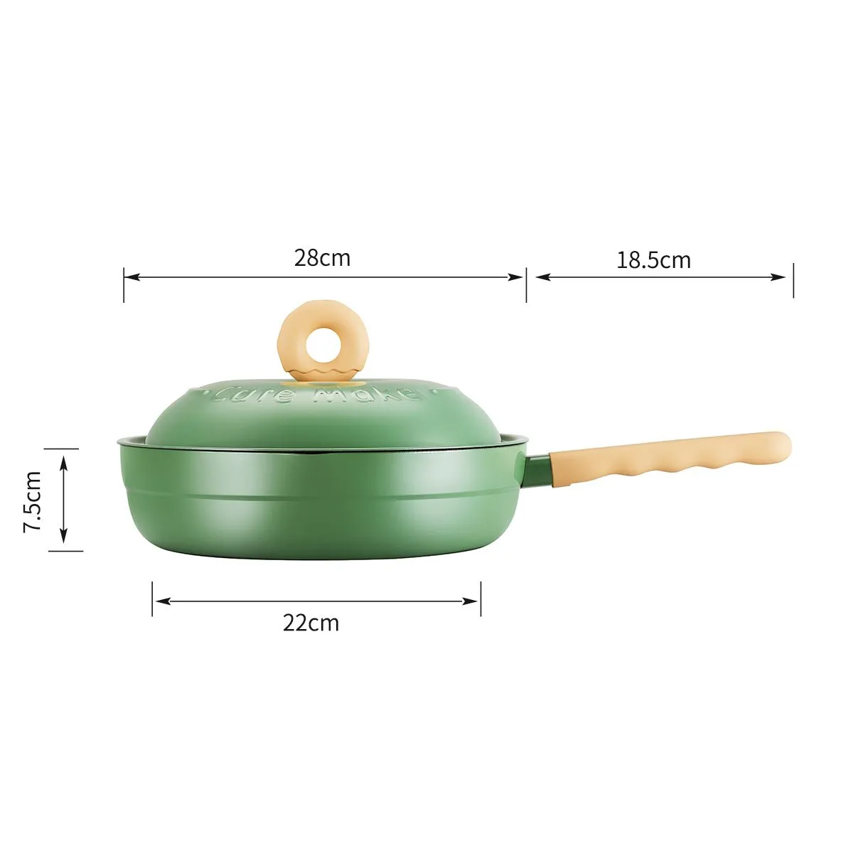 Donut Lightweight 28cm Green Non-stick Enamel-coated Frying Pan - A Dash of Girlish Delight