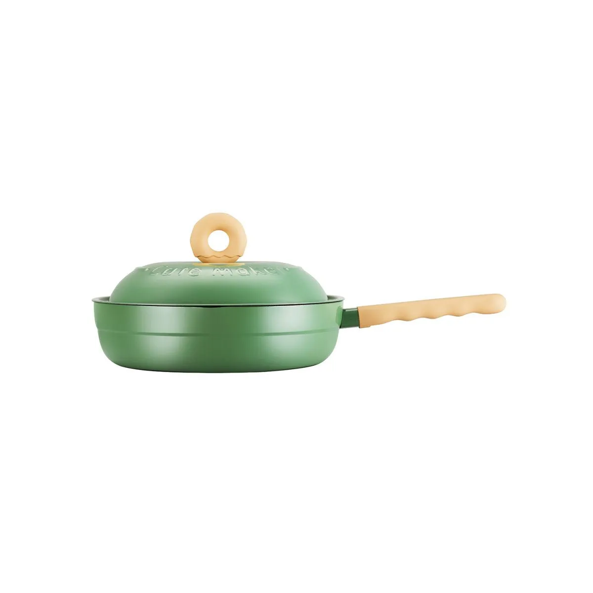 Donut Lightweight 28cm Green Non-stick Enamel-coated Frying Pan - A Dash of Girlish Delight