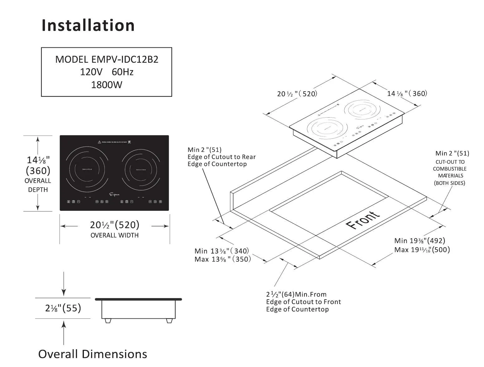 Empava IDC12B2 12 In. Induction Cooktop with 2 burners