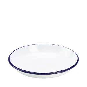 Enamel Rice/Pasta Plate Blue and White 22cm