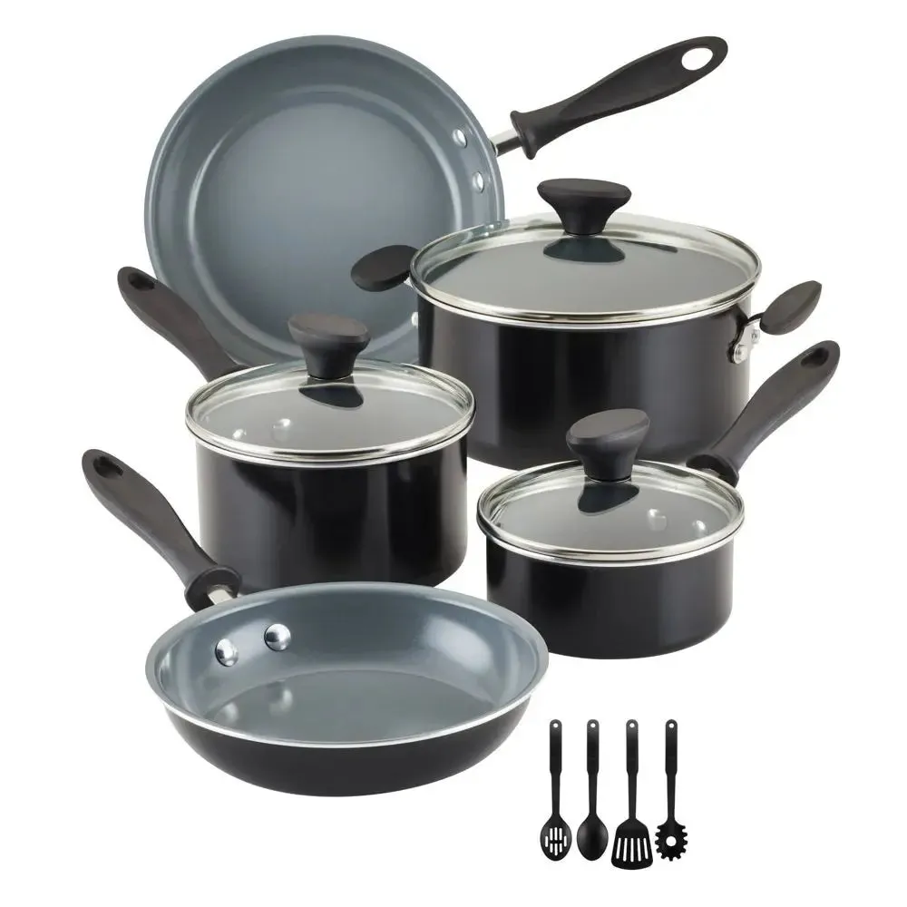 Farberware Reliance Pro 12pc Nonstick Ceramic Cookware Set Black/Gray