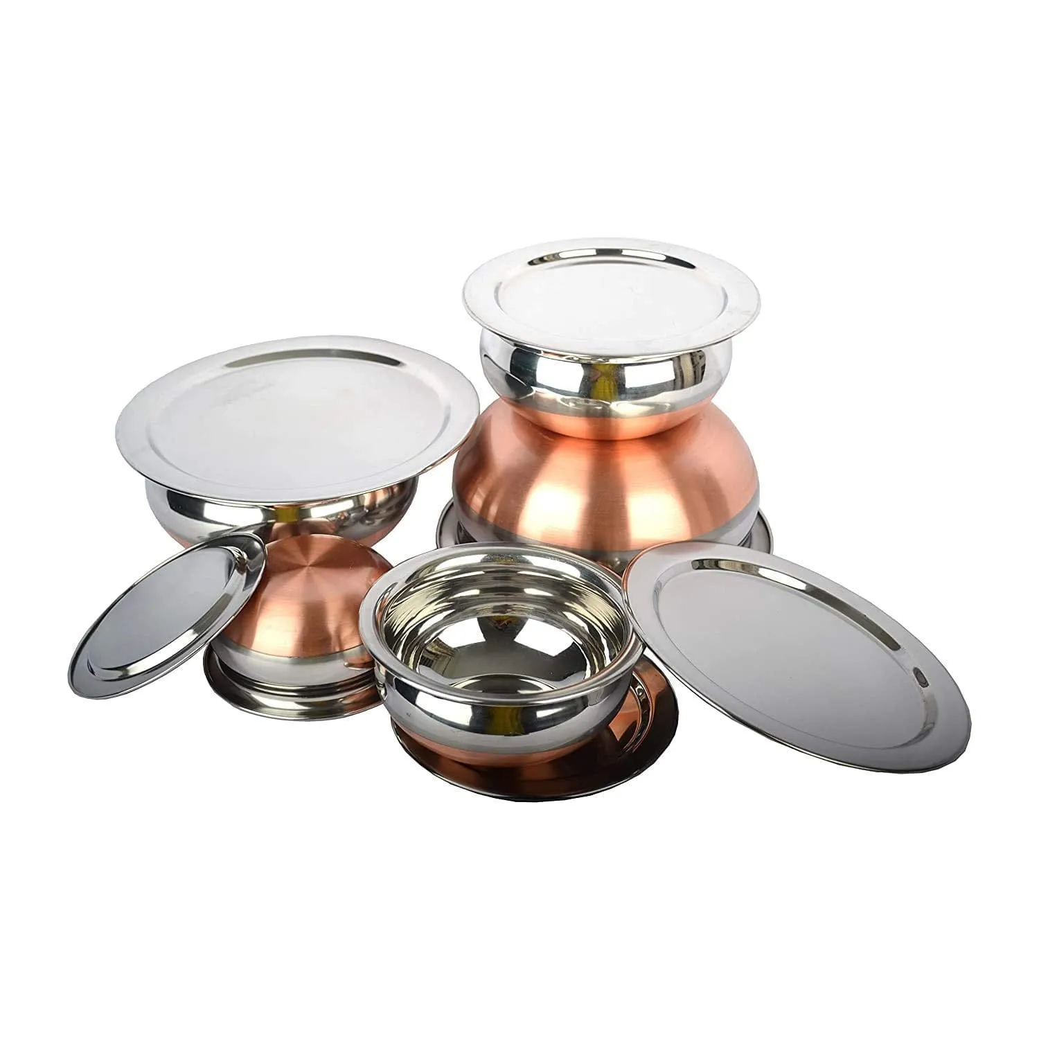 GALOOF Copper Bottom Stainless Steel 5 Piece Handi With Lid / Cookware And Serving Bowl