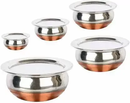 GALOOF Copper Bottom Stainless Steel 5 Piece Handi With Lid / Cookware And Serving Bowl