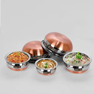 GALOOF Copper Bottom Stainless Steel 5 Piece Handi With Lid / Cookware And Serving Bowl