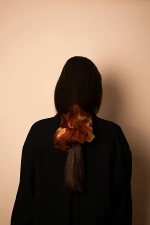 Giga Scrunchie Hand Dyed Orange Brown Duo