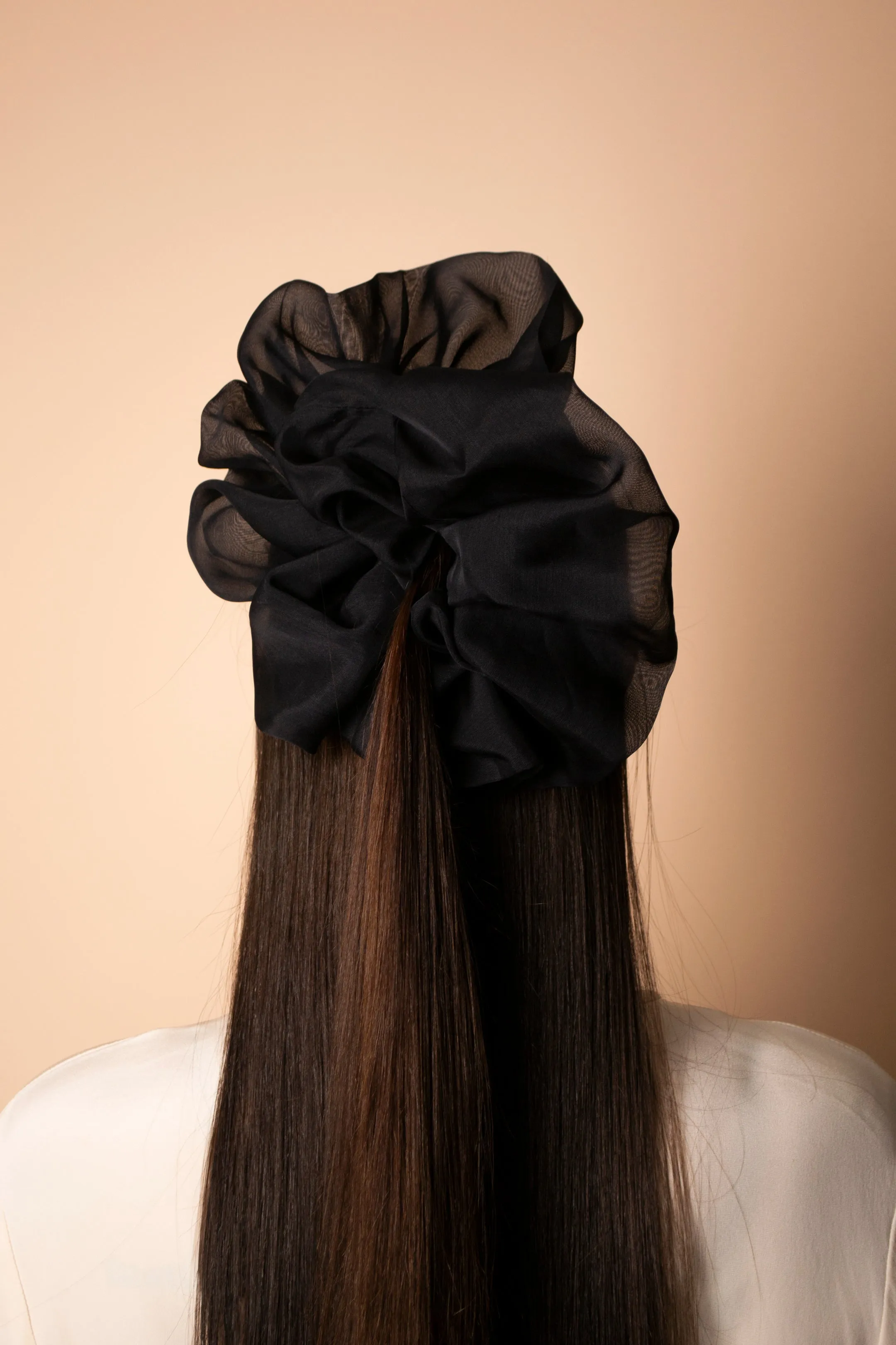 Giga Scrunchie in Black Silk Organza