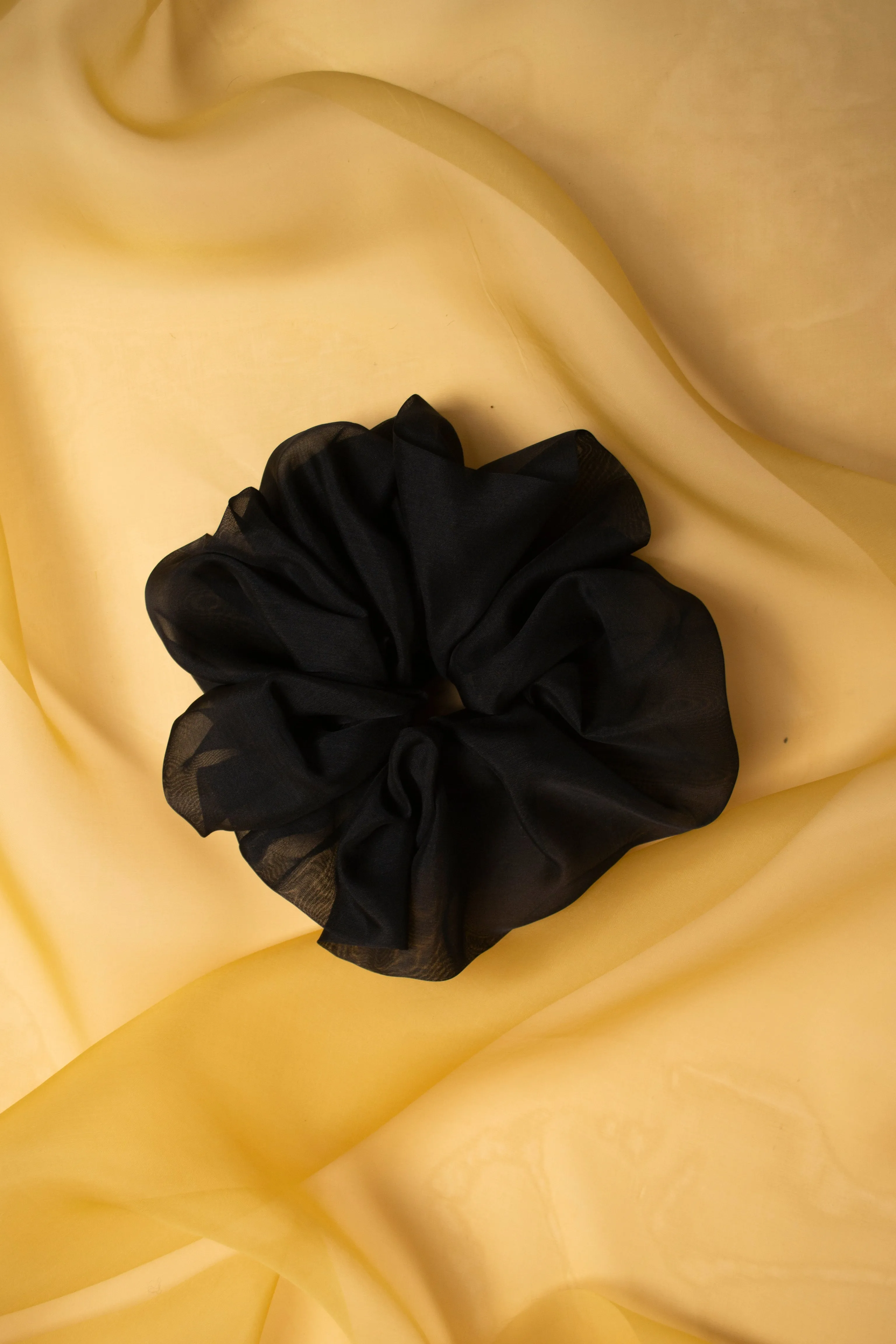 Giga Scrunchie in Black Silk Organza