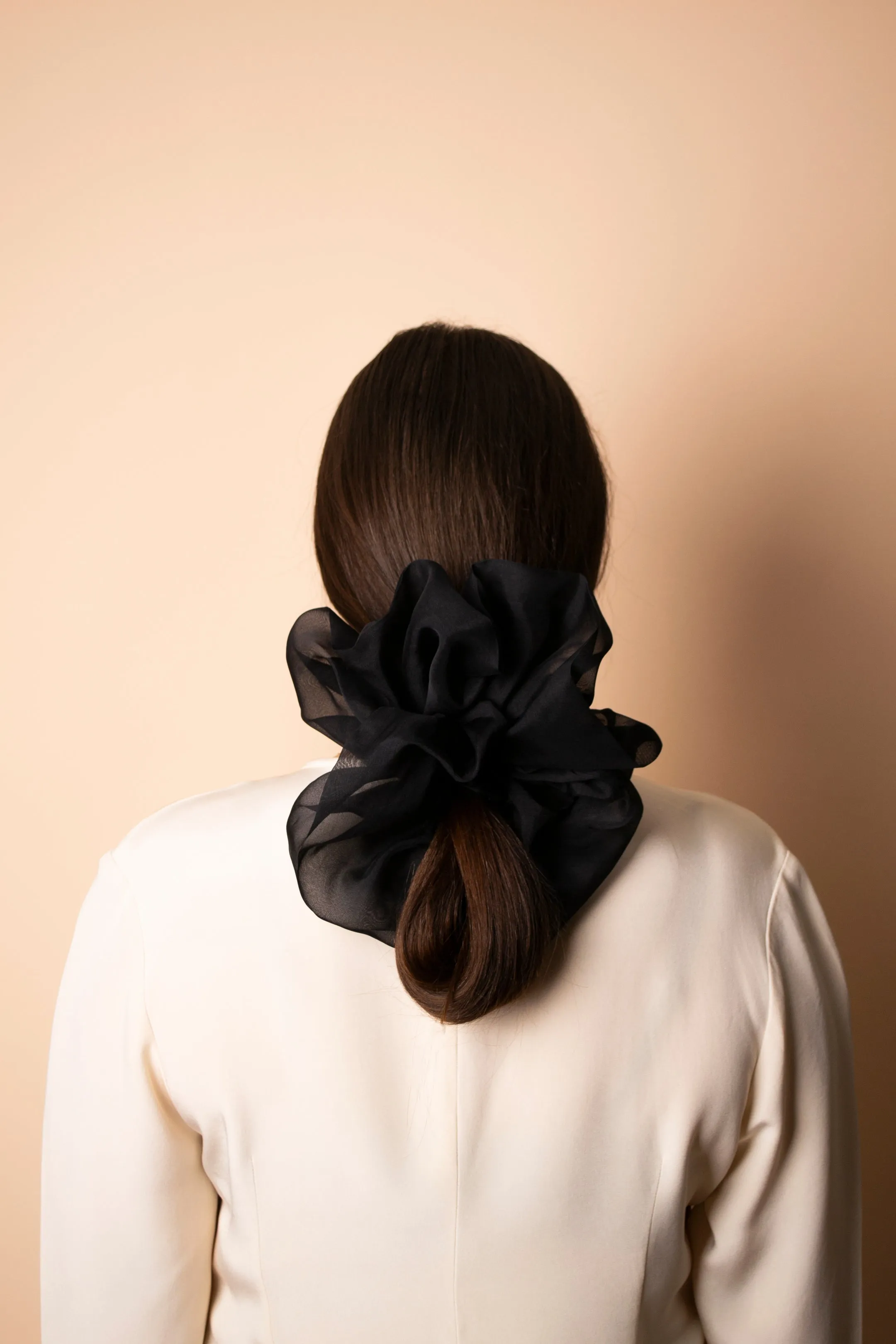 Giga Scrunchie in Black Silk Organza