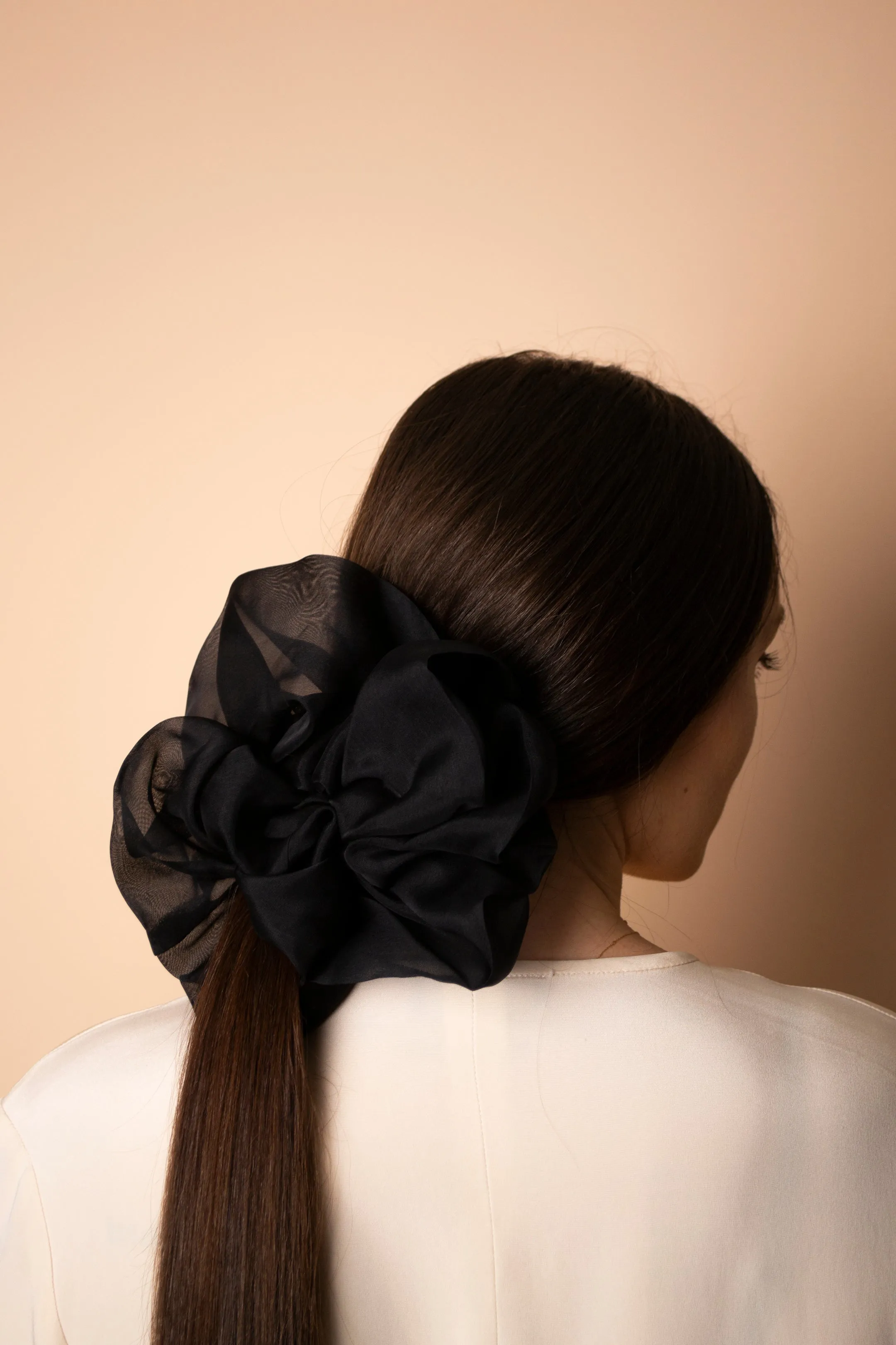 Giga Scrunchie in Black Silk Organza