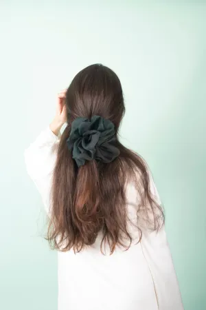 Giga Scrunchie in Hand Dyed Forest Green Organza