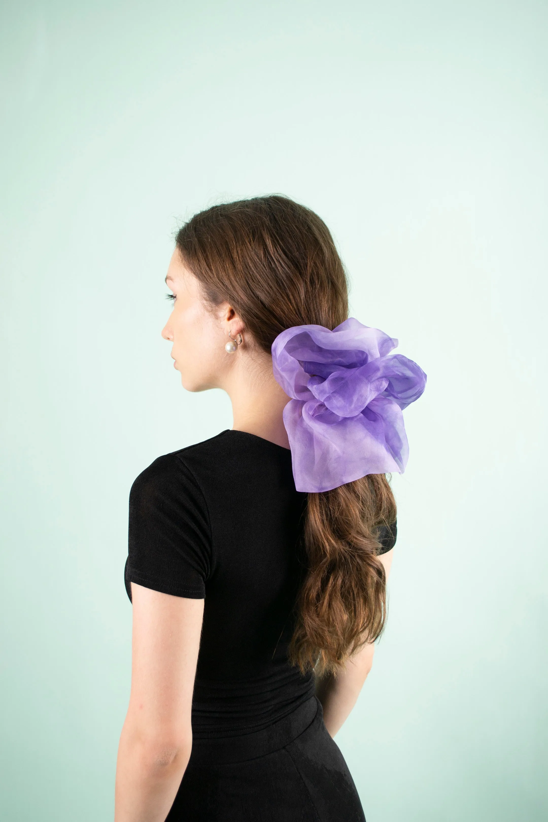 Giga Scrunchie in Periwinkle Tie-Dye Silk Organza