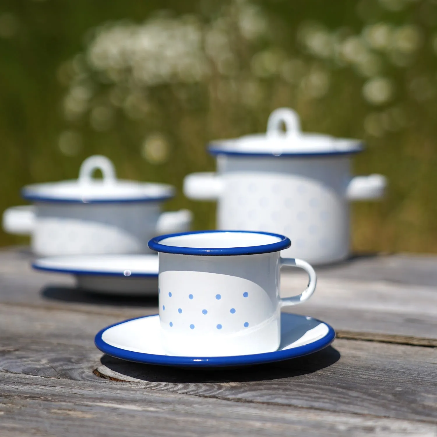 Glückskäfer Enamel Toy Cup and Saucer