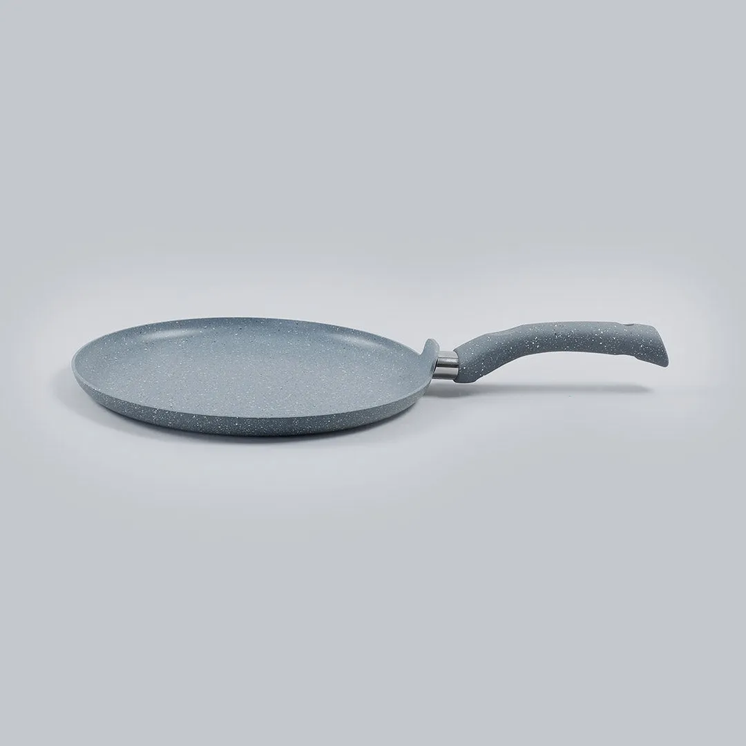 Granite 30cm Non-Stick Dosa Tawa | Induction Bottom | Soft-Touch Handles | Virgin Aluminium | PFOA/Heavy Metals Free | 3.5mm | 2 Year Warranty | Grey