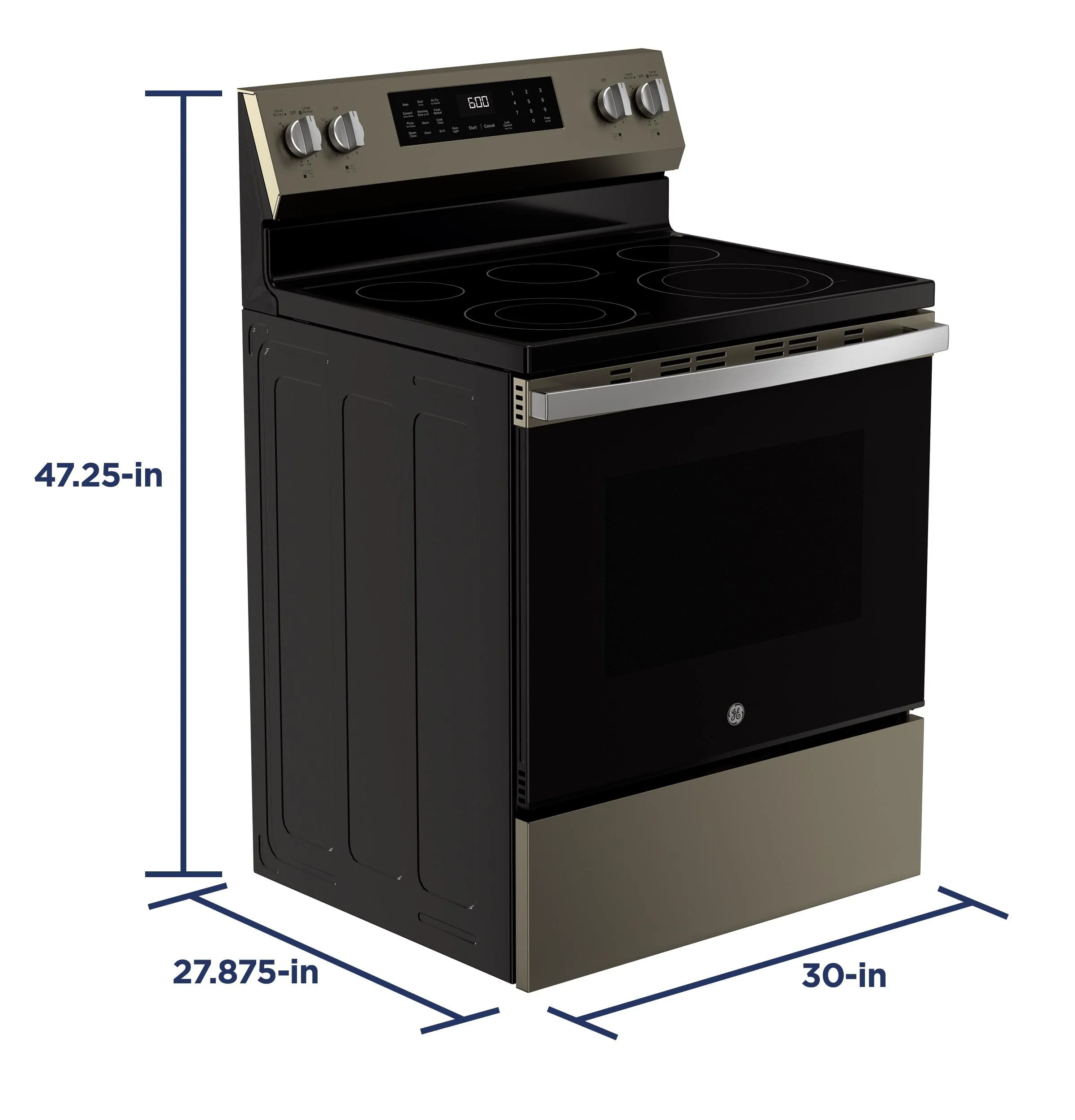 GRF600AVES GE® 30" Free-Standing Electric Convection Range with No Preheat Air Fry and EasyWash™ Oven Tray