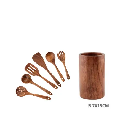 High Temperature Vegetable Spatula Acacia Wood Cooking Set Wooden Spatula