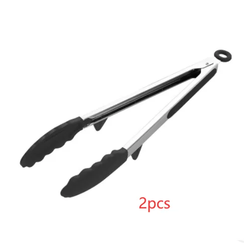 Household silicone food tongs stainless steel barbecue tongs