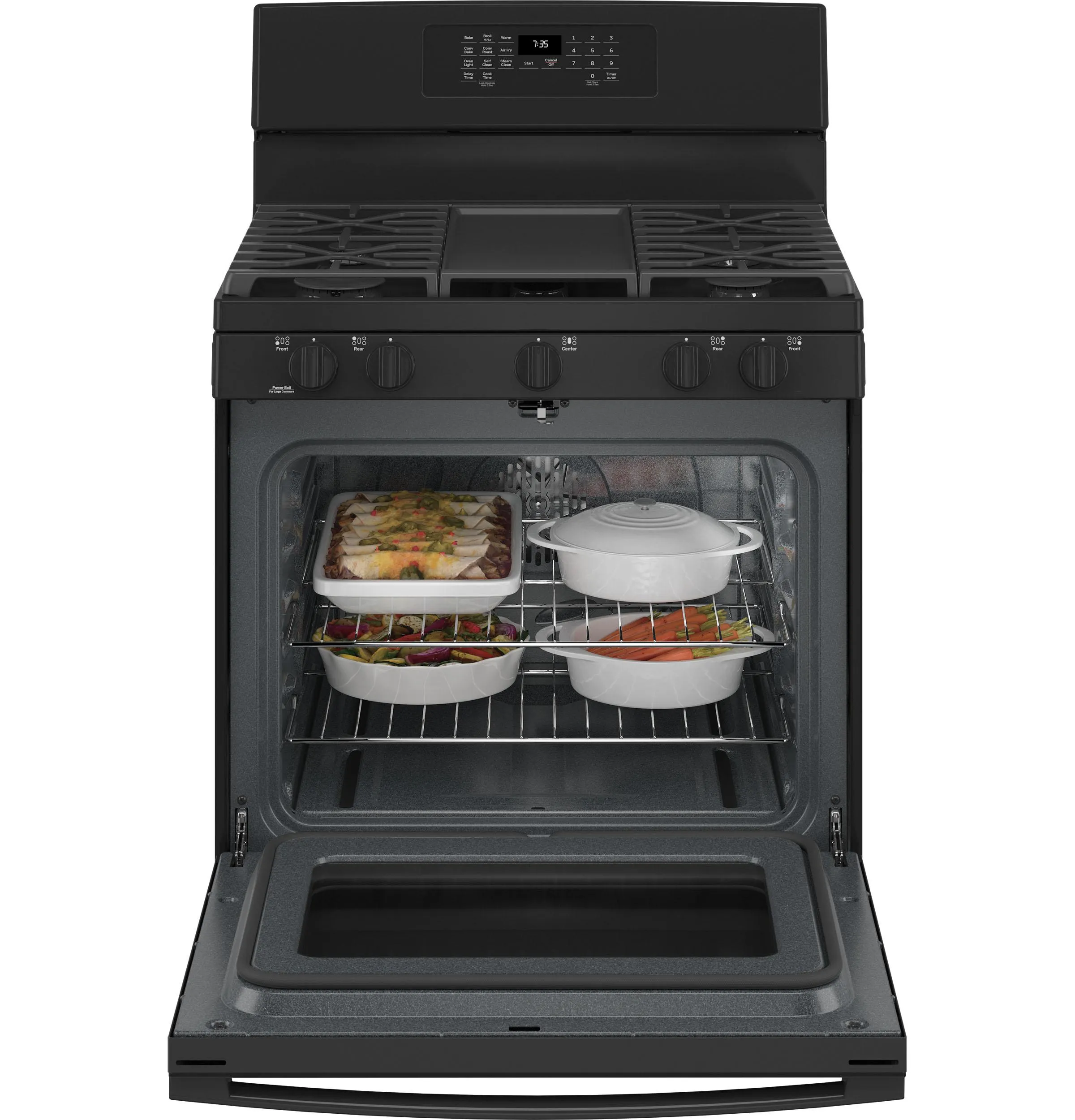 JGB735DPBB GE® 30" Free-Standing Gas Convection Range with No Preheat Air Fry