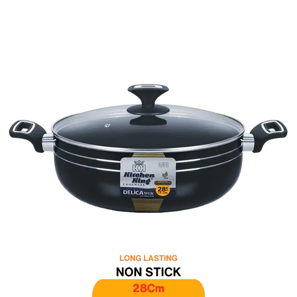 KITCHEN KING DELICA WOK (GLASS LID) 28CM