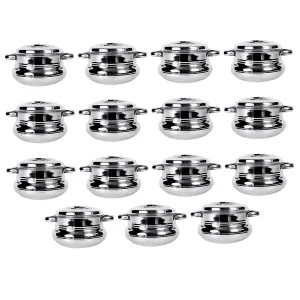 Kuber Industries Stainless Steel Handi Casserole Set of 3 with Lid|Cook and Serve|600 ml, 1 Litre, 1.6 Litre Capacity|Biryani Handi, Saucepan, Silver|Patila/Tope for Kitchen Combo of 3 (Pack Of 5)