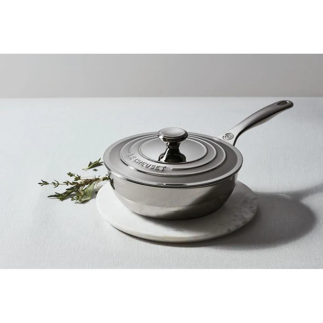 Le Creuset 3.5 qt. Stainless Steel Saucier Pan with Lid