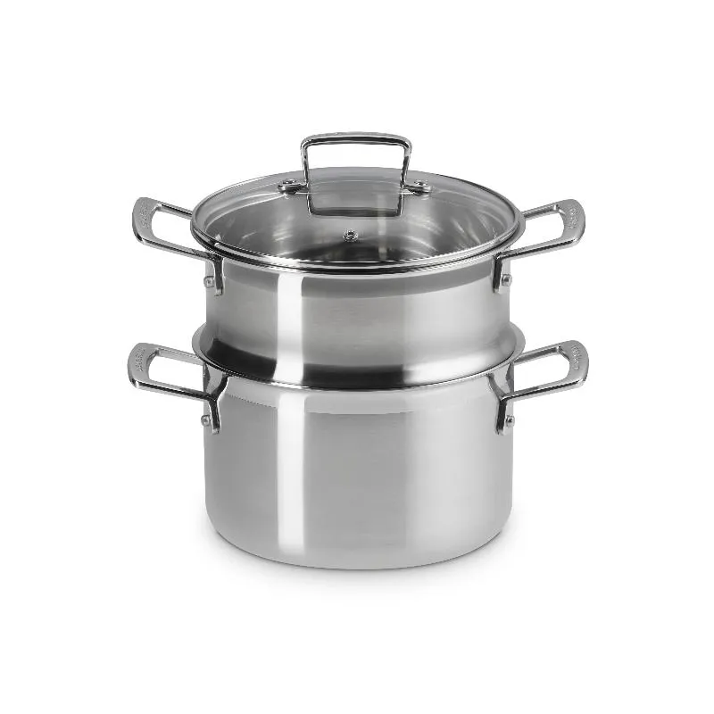 Le Creuset Classic 3-ply Stainless Steel 20cm Casserole with Steamer and Lid