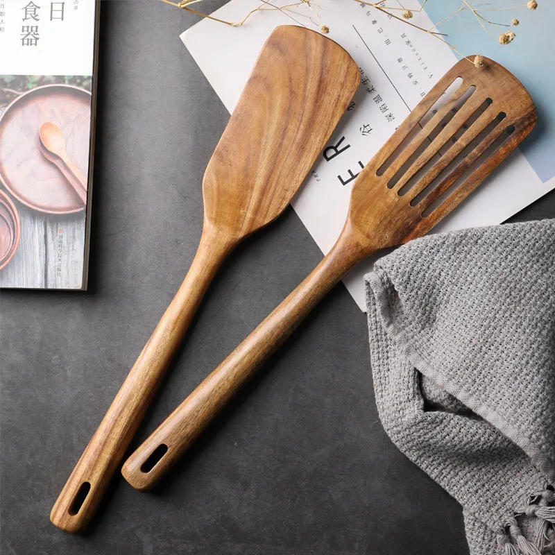 Long Handle Solid Wood Slotted Turner Lovesickness Spatula