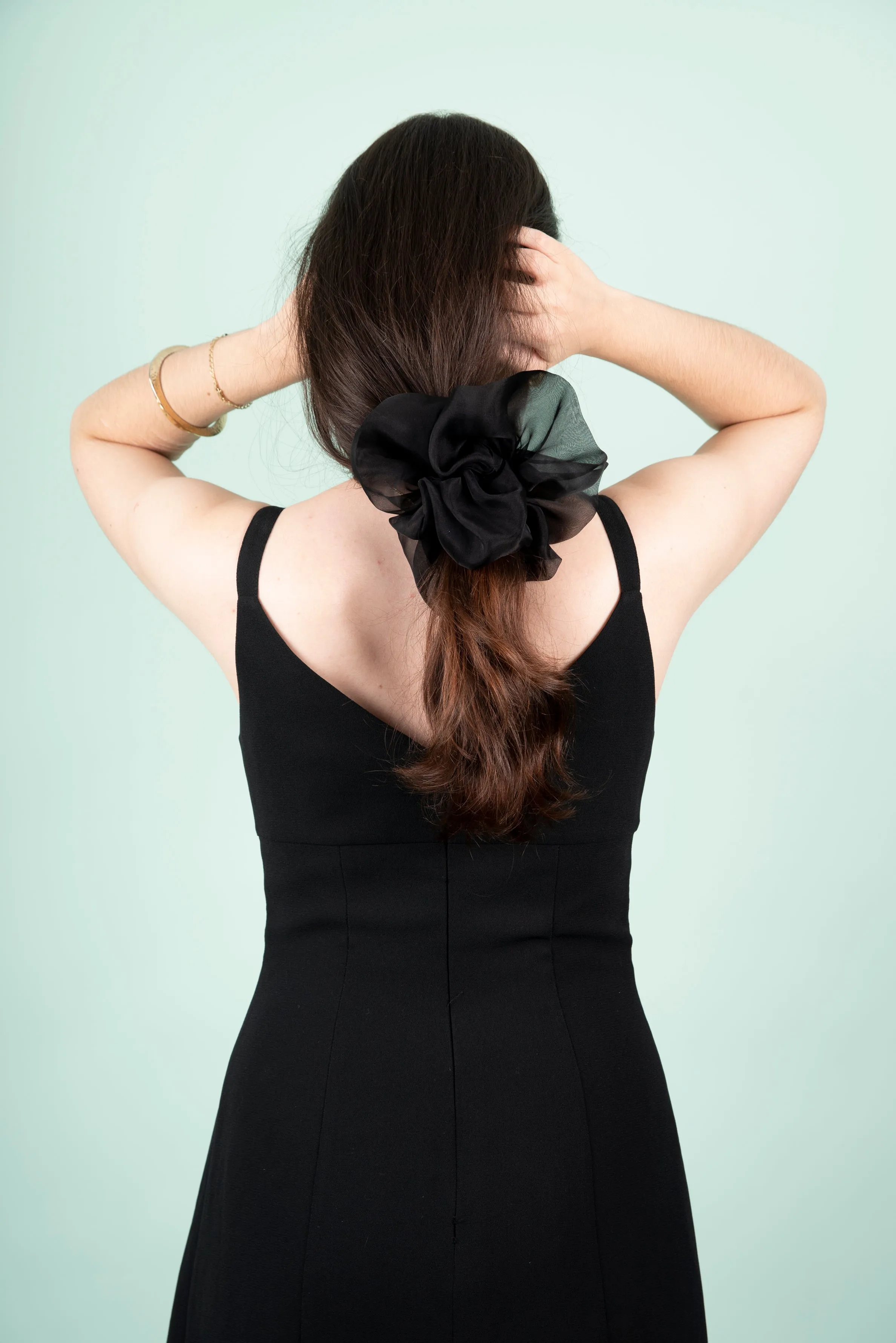 Mega Scrunchie in Black Silk Organza