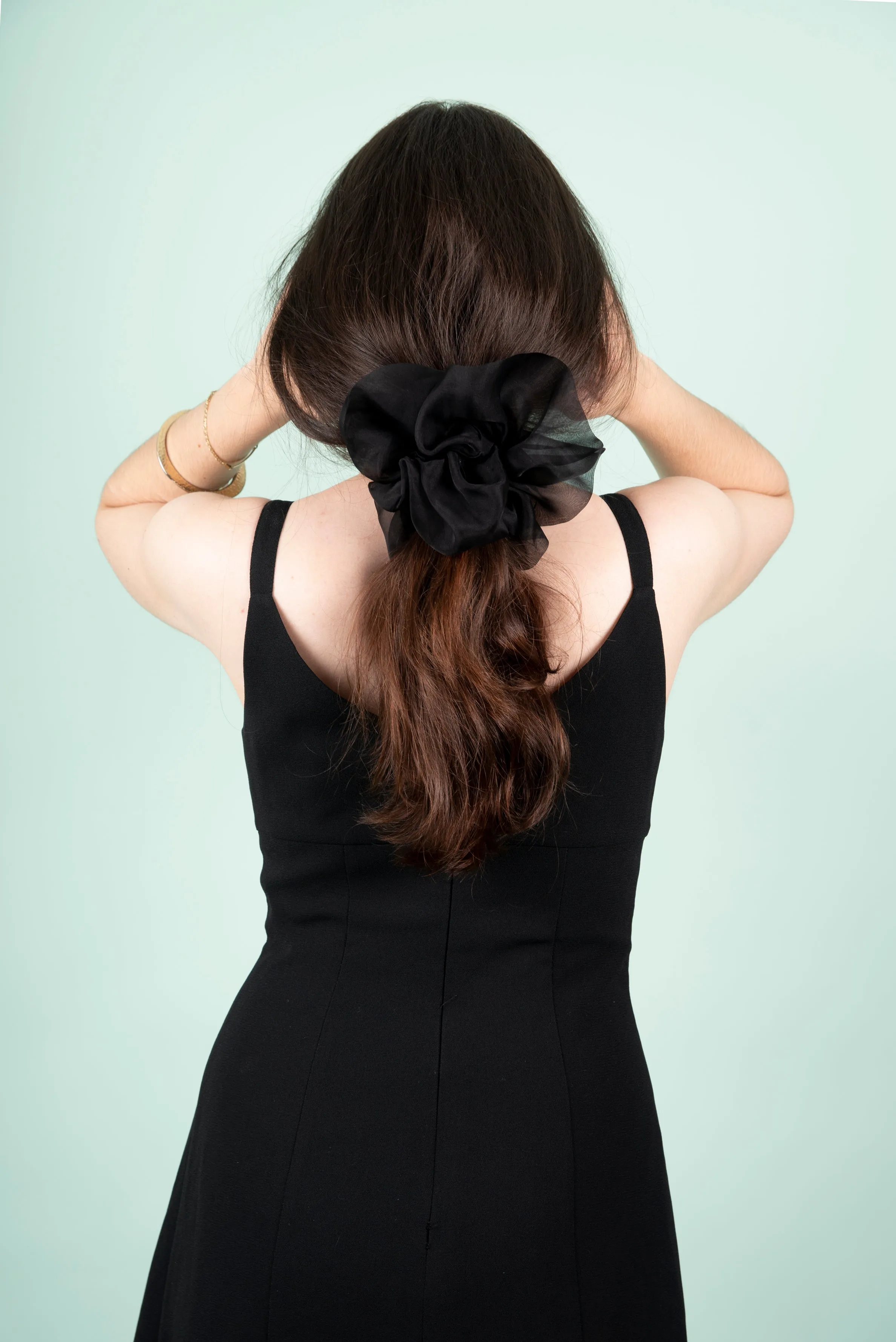 Mega Scrunchie in Black Silk Organza